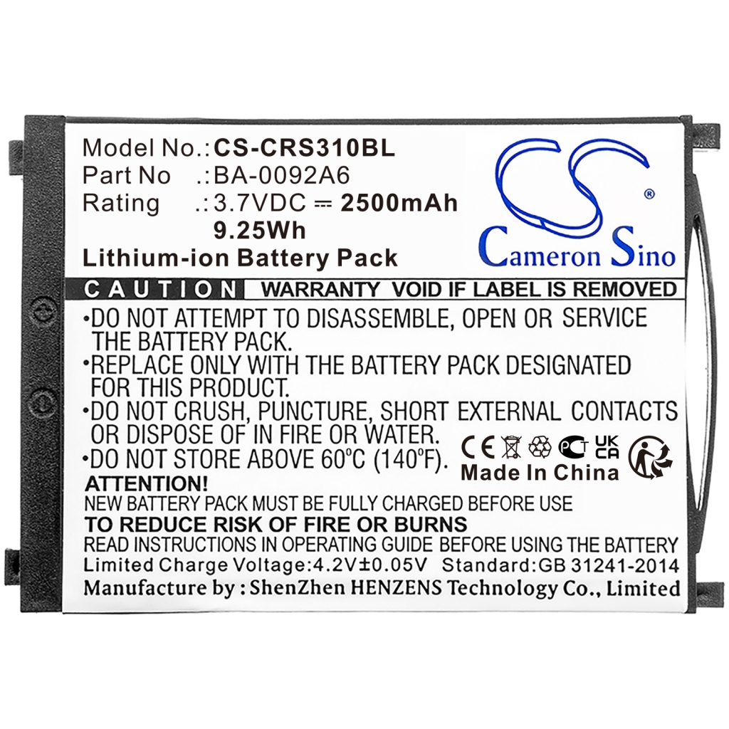 Batteries BarCode, Scanner Battery CS-CRS310BL