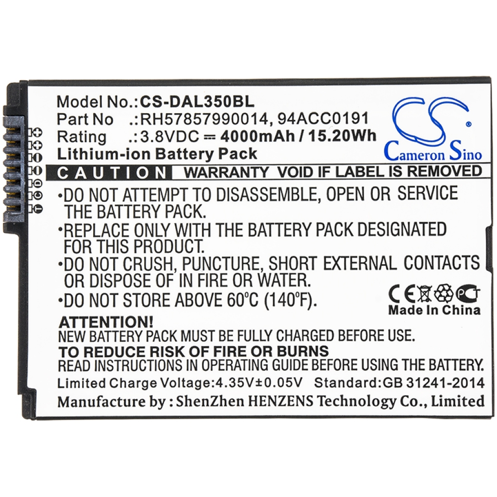 Batteries BarCode, Scanner Battery CS-DAL350BL