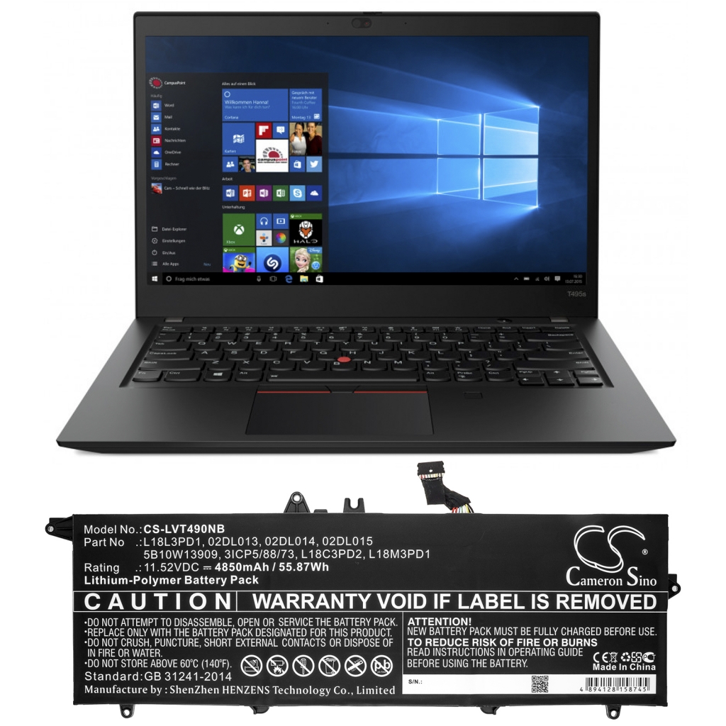 Laptop akkumulátorok Lenovo ThinkPad T490s-20NYS02A00 (CS-LVT490NB)