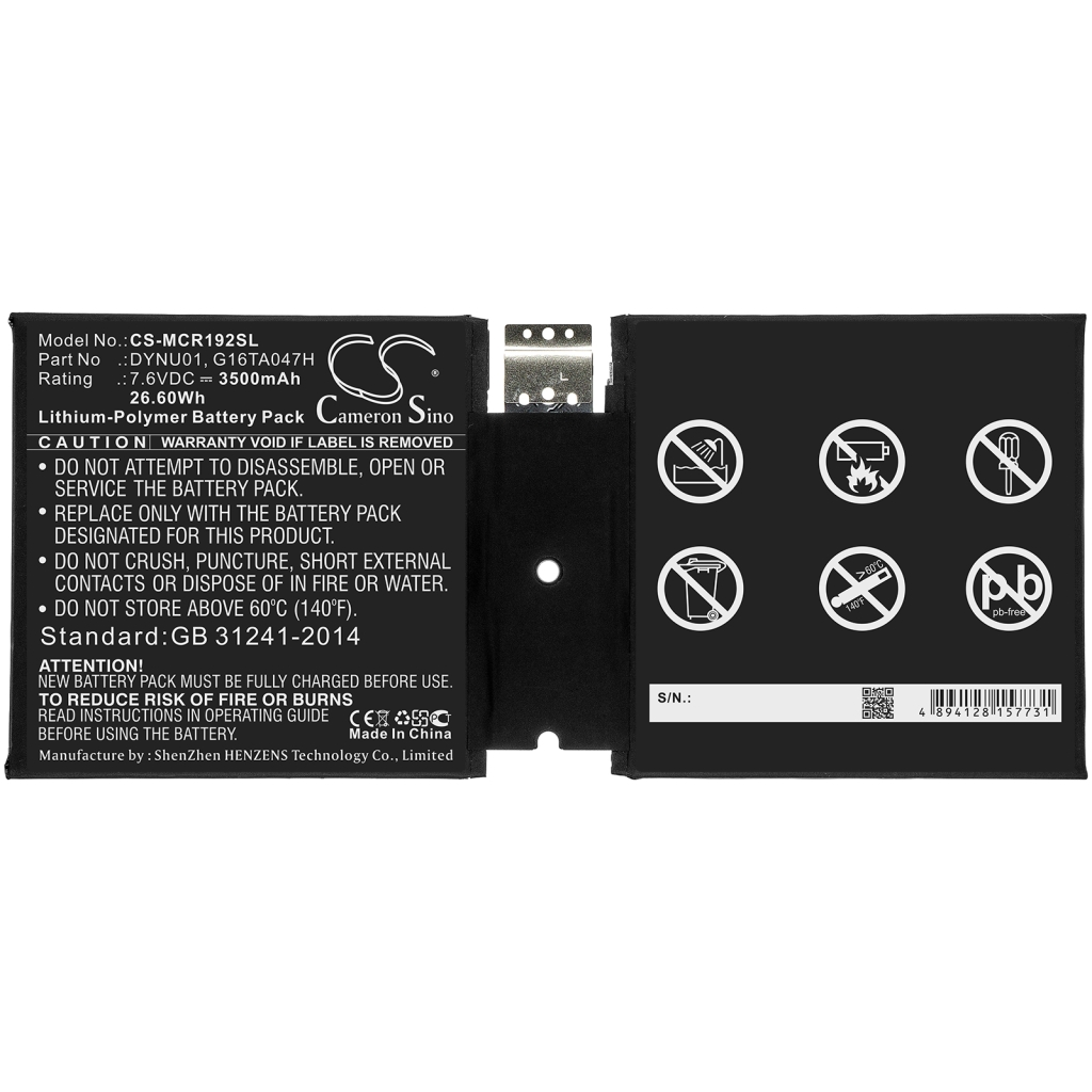 Tablet Battery Microsoft CS-MCR192SL