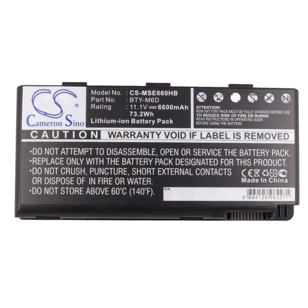 Notebook battery MSI GT680-055AU (CS-MSE660HB)