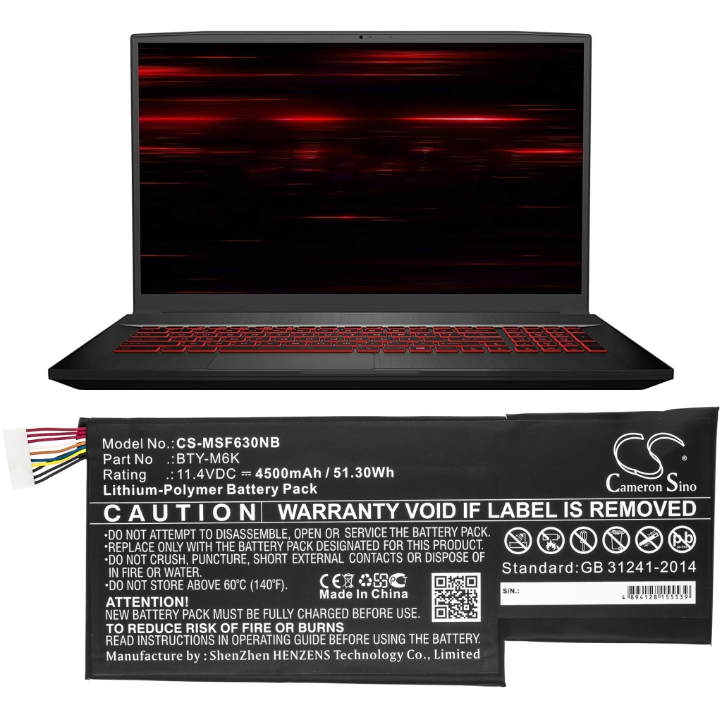 Notebook battery MSI GF63 Thin 9SC (CS-MSF630NB)