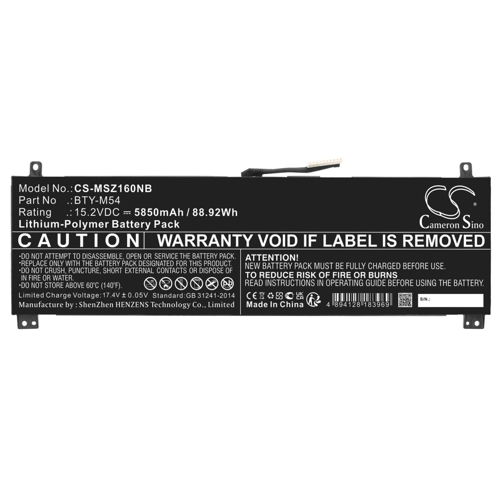 Notebook battery MSI CS-MSZ160NB