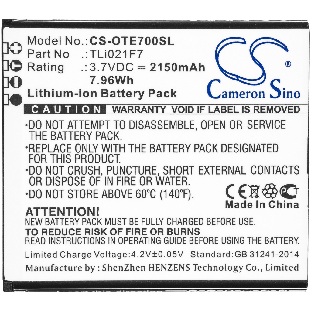 Battery Replaces TLi021F7
