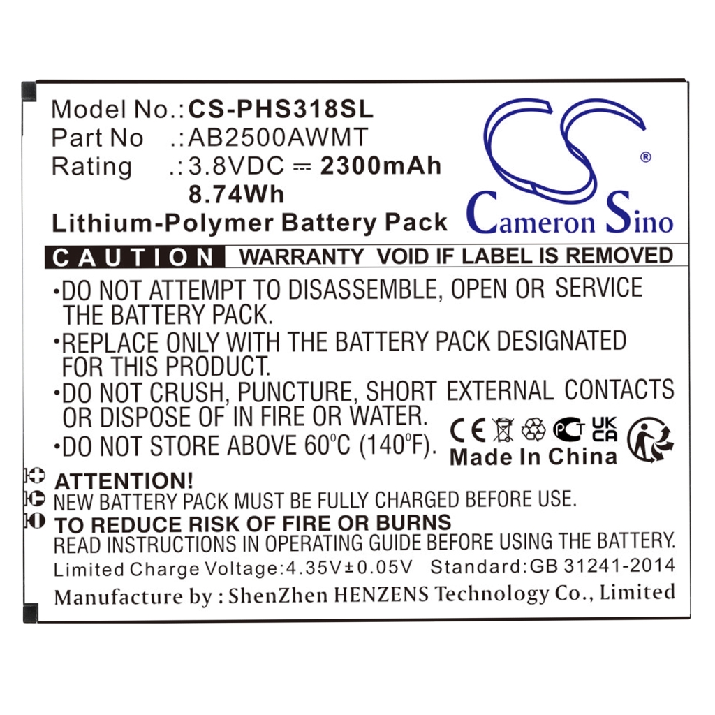 Mobile Phone Battery Philips CS-PHS318SL