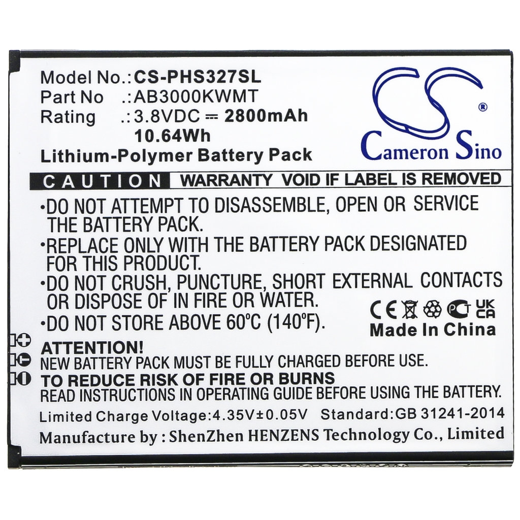 Mobile Phone Battery Philips Xenium S327 (CS-PHS327SL)