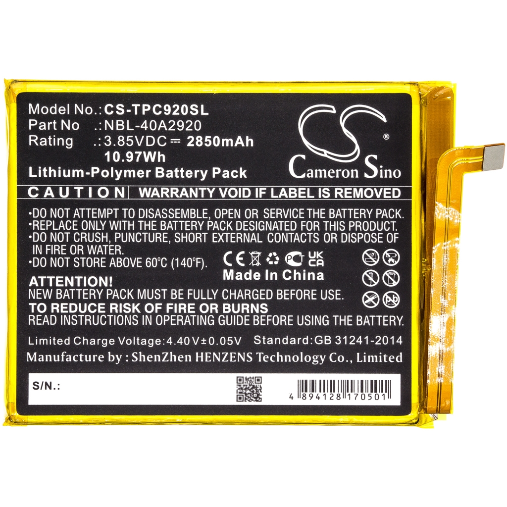 Mobile Phone Battery Neffos TP706A (CS-TPC920SL)