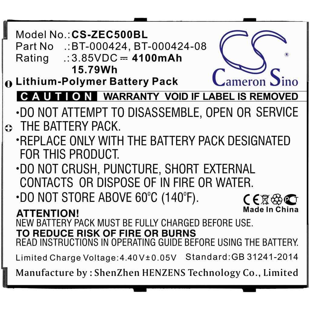 BarCode, Scanner Battery Zebra CS-ZEC500BL