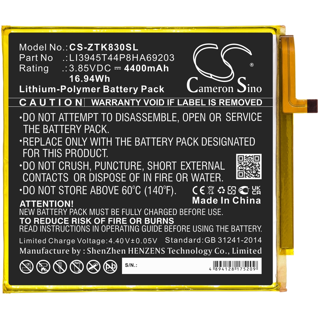 Tablet Battery ZTE CS-ZTK830SL